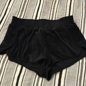 Black suede shorts
